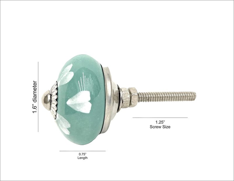 Eleet Assorted Ceramic Cabinet Knobs - Vintage Cabinet Cupboard Door & Drawer Pulls Chrome Hardware (Ceramic Knobs Set of 20, Green & White) - Image 3